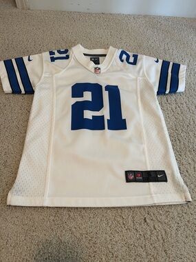 Dallas Cowboy Youth White Jersey with Blue #21
